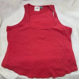 Anthropologie MAEVE Red Pink Ribbed Scoop Tank